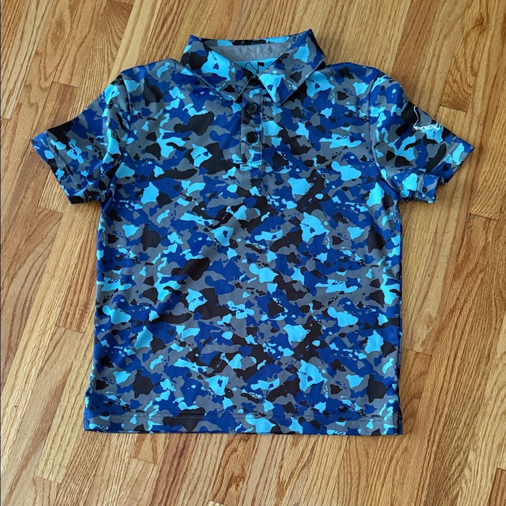 Kids Blue Camouflage UPF Golf Shirt